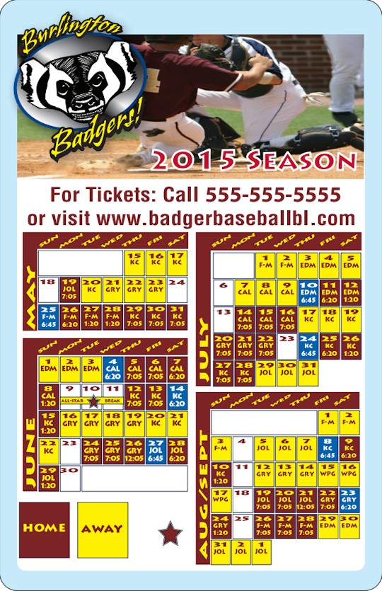 Images of our 2026-2027 Local Team Schedules No. 3336