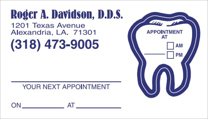 Appointment Card No. 5974 with tooth shape removable sticker