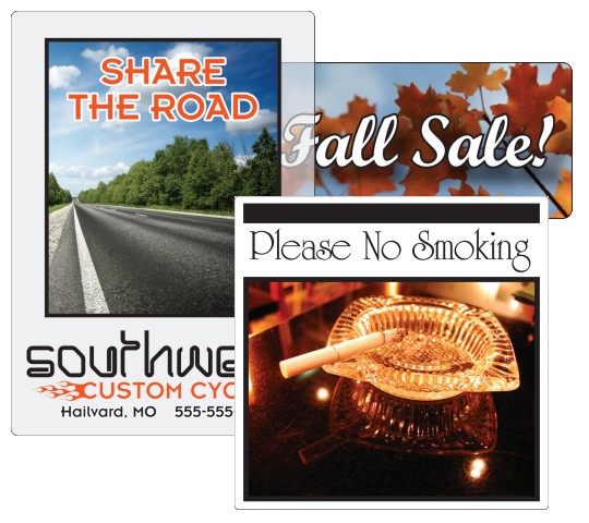 Images of our Full Color Round Cornered Window Clings 